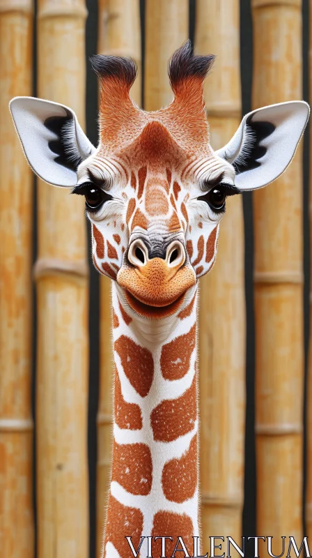 Majestic Giraffe in Bamboo Setting AI Image