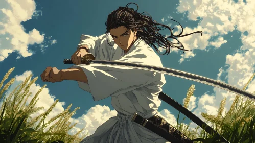 Anime Samurai Warrior in Action