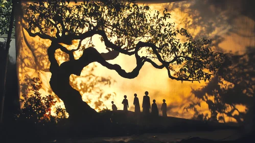 Shadows of People Under a Tree