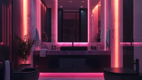 Sophisticated Neon Lit Bathroom Design