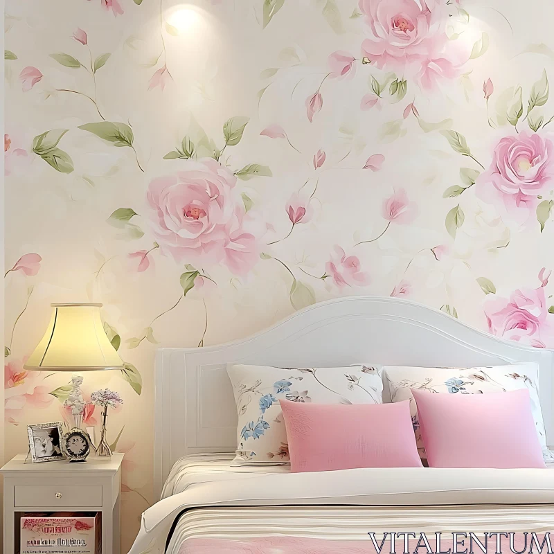 AI ART Floral Bedroom Interior Design