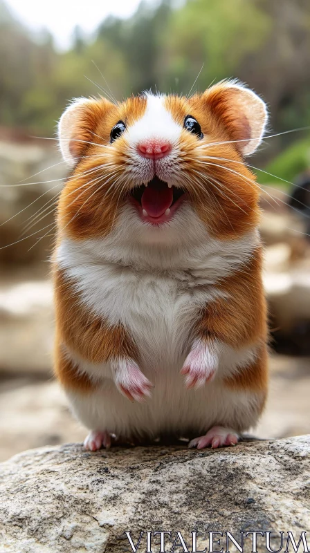 Joyful Hamster on a Rock AI Image