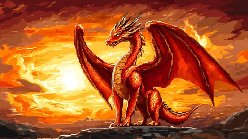 Sunset Dragon Pixel Art