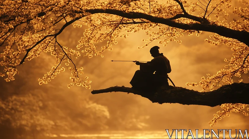 Samurai Archer in Golden Light AI Image