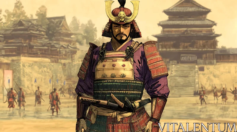 Japanese Warrior in Traditional Armor AI Image