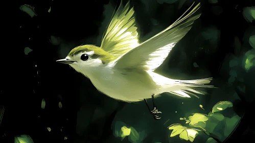 Soaring Bird Among Forest Leaves