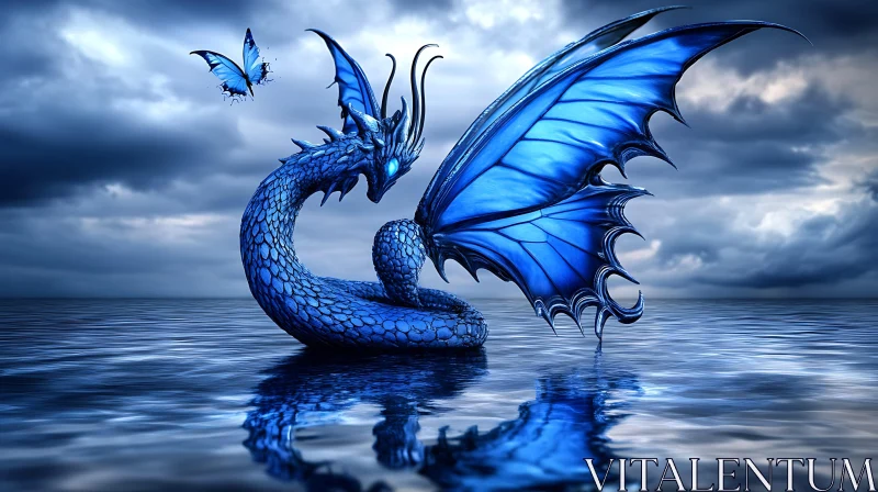 AI ART Fantasy Dragon and Butterfly Art