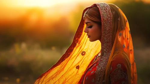 Serene Woman in Traditional Dress