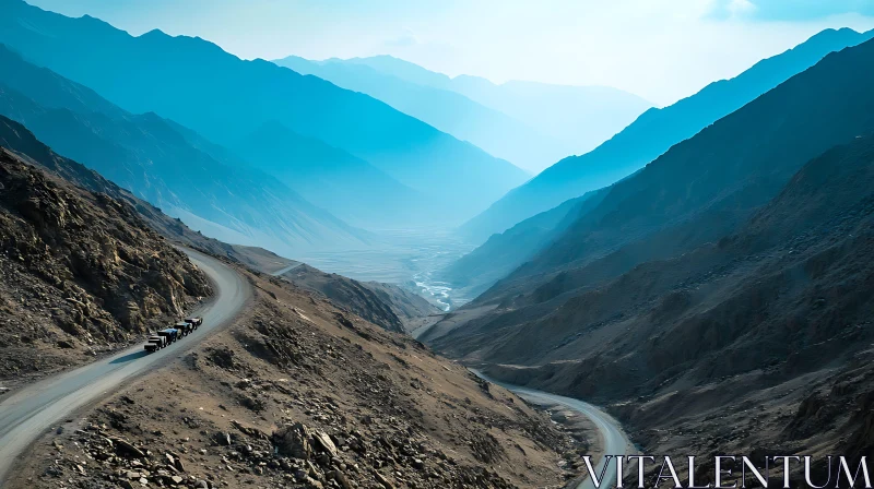 AI ART Winding Road Through Mountain Valley