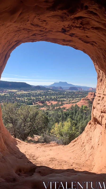 AI ART Amazing Desert Valley Seen From a Cave Opening