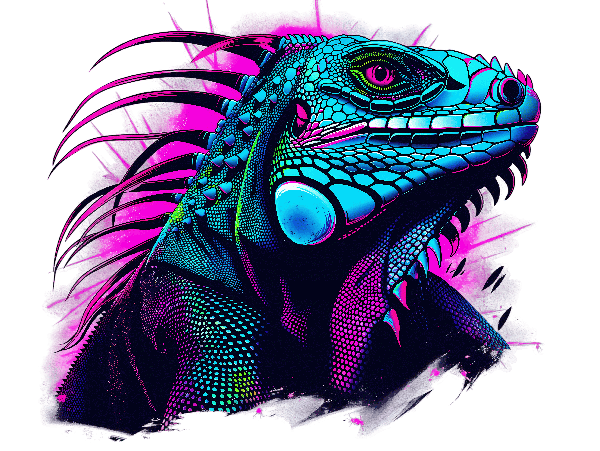 Psychedelic Iguana T-Shirt Design POD Design