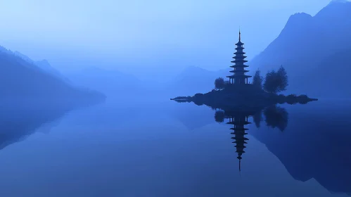 Blue Pagoda Island Reflection