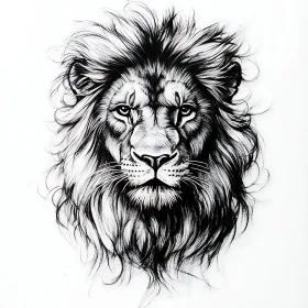 Monochrome Lion Portrait