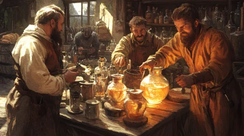 Old Alchemists Workshop Painting