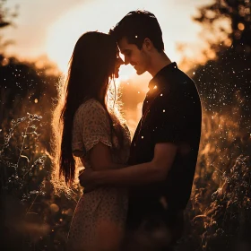 Golden Hour Romance: Intimate Couple Portrait