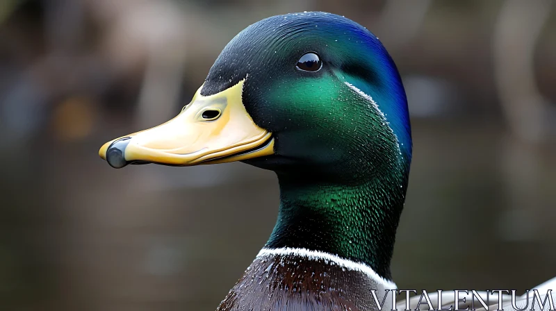 AI ART Close-up of a Male Mallard Duck