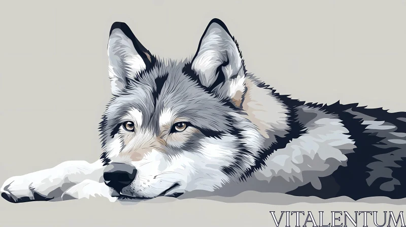 Contemplative Wolf Art AI Image