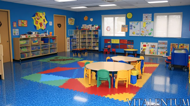 Playful Classroom with Colorful Decor AI Image