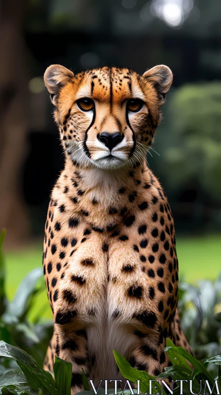 Cheetah Amid Lush Greenery AI Image