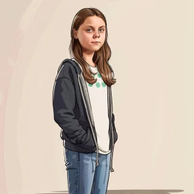 Greta Thunberg Portrayed in Artistic Illustration