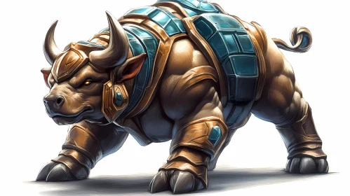 Fantasy Bull with Intricate Armor