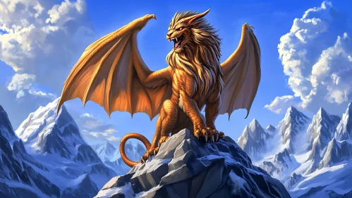 Winged Beast on Snowy Mountain