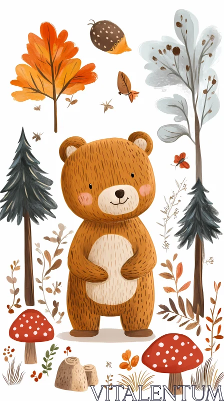 Whimsical Autumn Bear AI Image