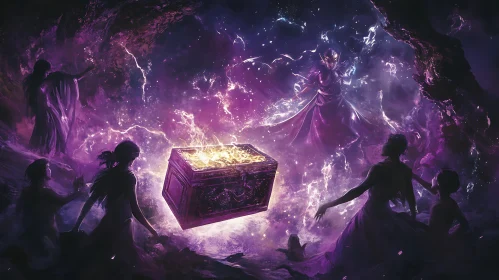 Mystical Chest and Ethereal Figures