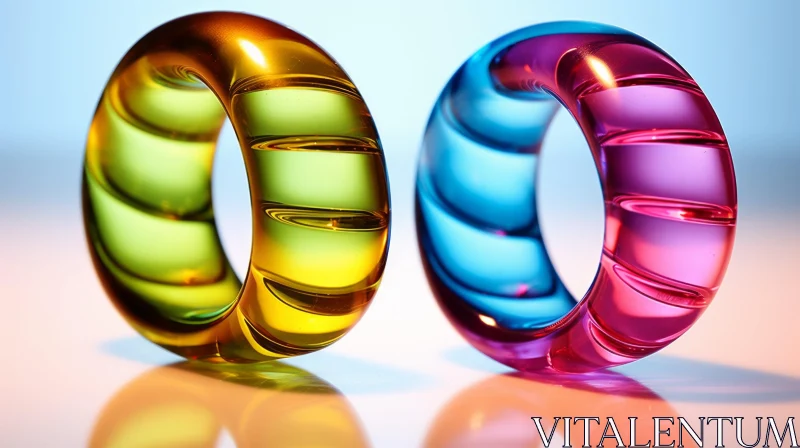 Colorful Glass Rings in Abstract Style AI Image