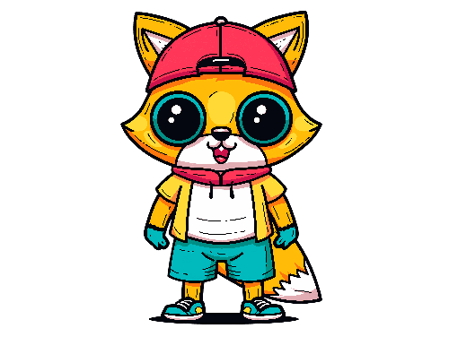 Cute Cartoon Fox in Colorful Outfit for Kids' Apparel