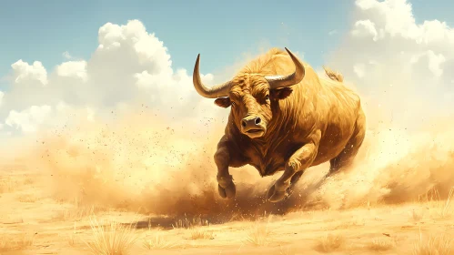 Powerful Bull in Motion