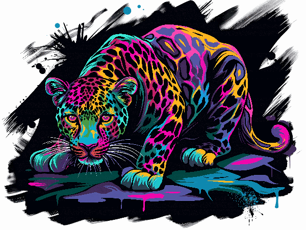 POD Design Colorful Leopard T-Shirt Design