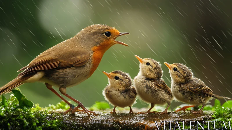 Birds in Rain AI Image