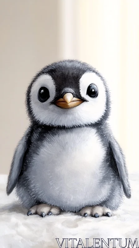 Charming Fluffy Penguin Chick AI Image