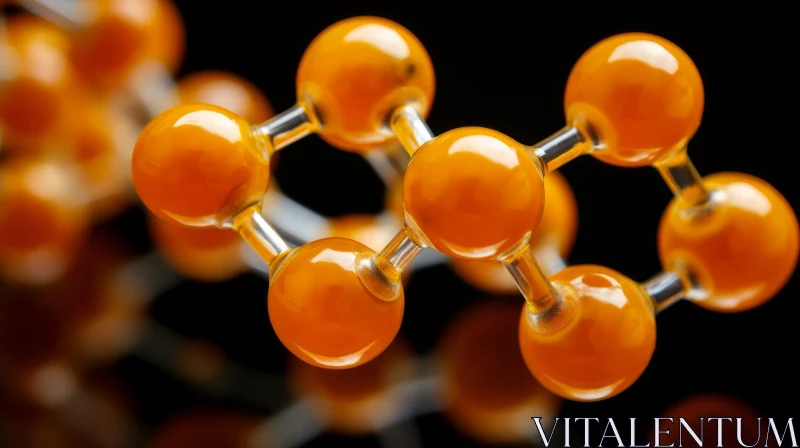 Orange Molecules on Dark Background - Macro Photo AI Image