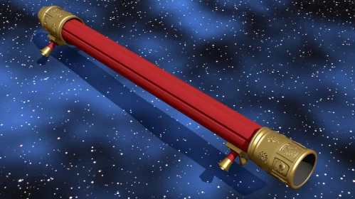 Red and Yellow Telescope in Space | Pencilsteampunk Style