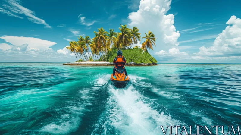 Vibrant Jet Ski Adventure on a Tropical Island AI Image