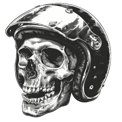 Vintage Motorcycle Helmet on Skull Illustration POD Design