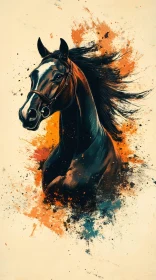 Vivid Horse Art with Color Bursts