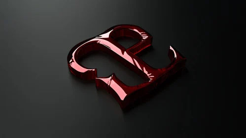 Red Glass Ampersand on Black