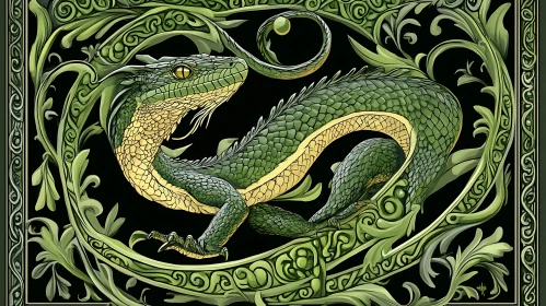 Coiled Dragon with Foliage Ornament