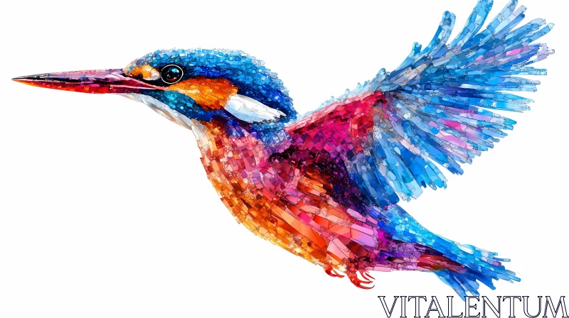 AI ART Artistic Kingfisher Mosaic