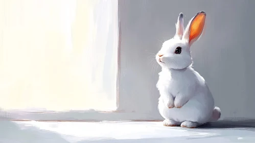 Illustrated Rabbit in Light AI Image