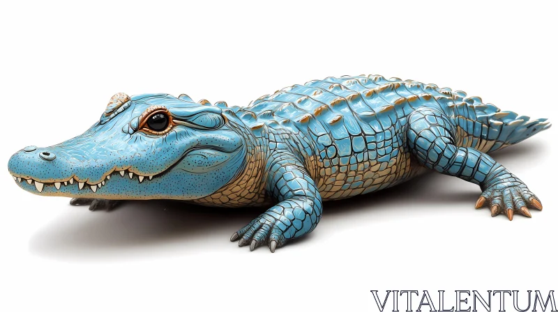 Blue-Hued Alligator Artwork AI Image