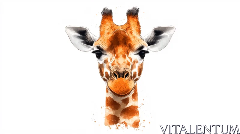 Giraffe Head Art Illustration AI Image