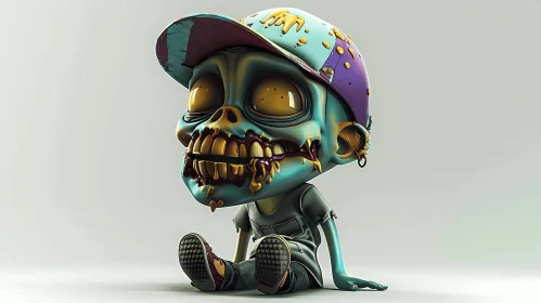 3D Cartoon Zombie Child in Casual Attire