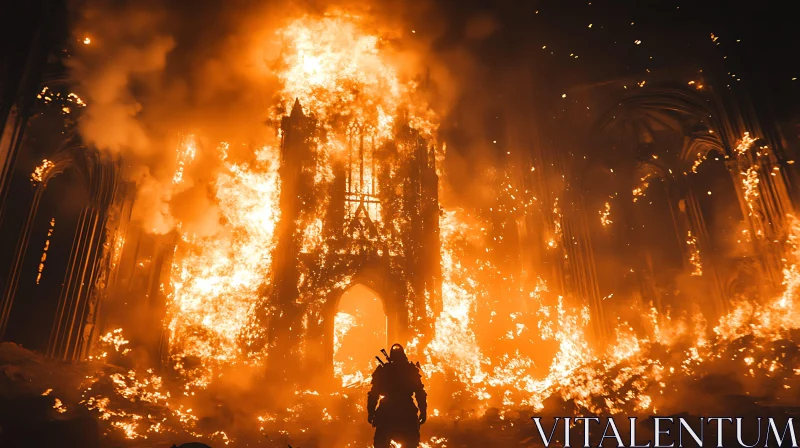 Cathedral in Flames AI Image