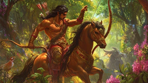 Equestrian Warrior in Verdant Forest