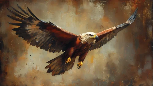 Eagle Soaring in Artistic Brushstrokes