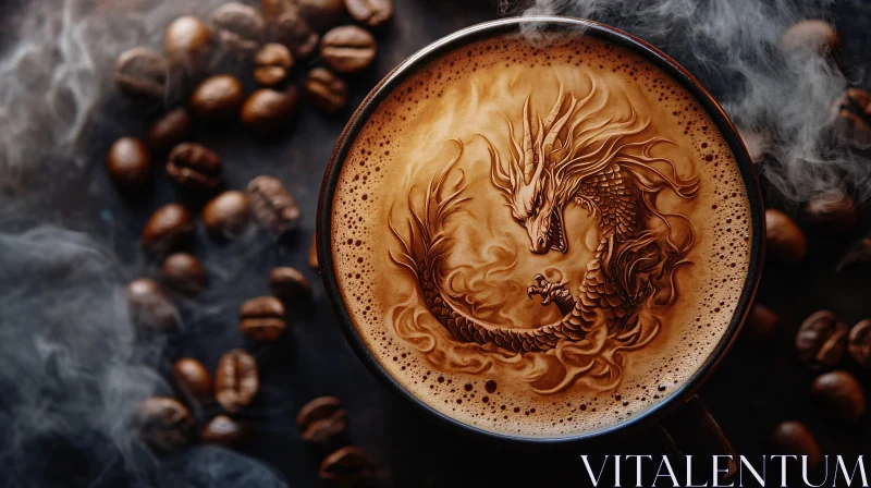 AI ART Coffee Cup Dragon Latte Art